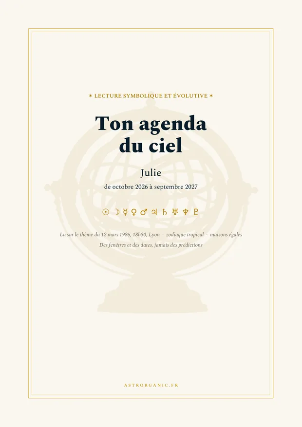 Couverture de l'agenda de démonstration de Julie
