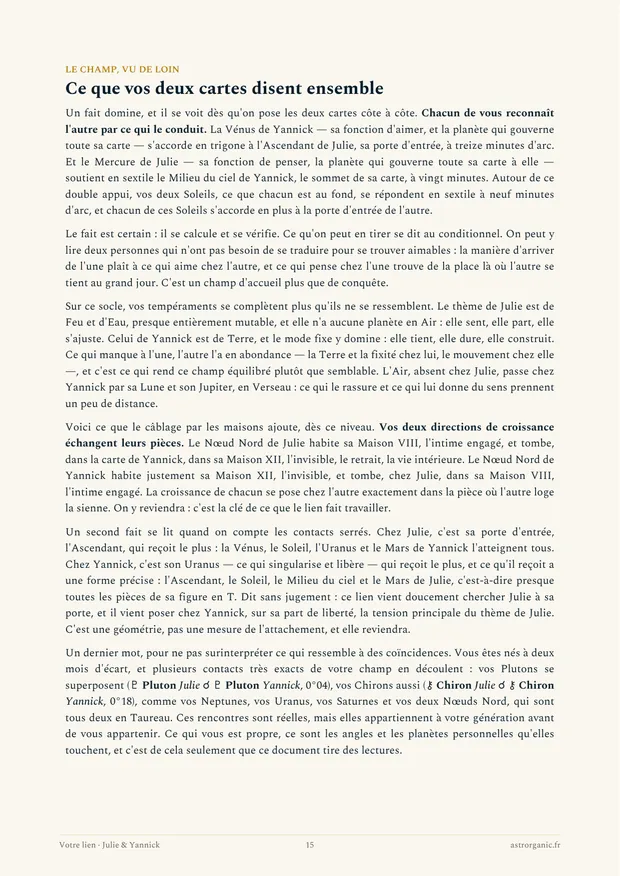 Page « Le champ, vu de loin » de la synastrie