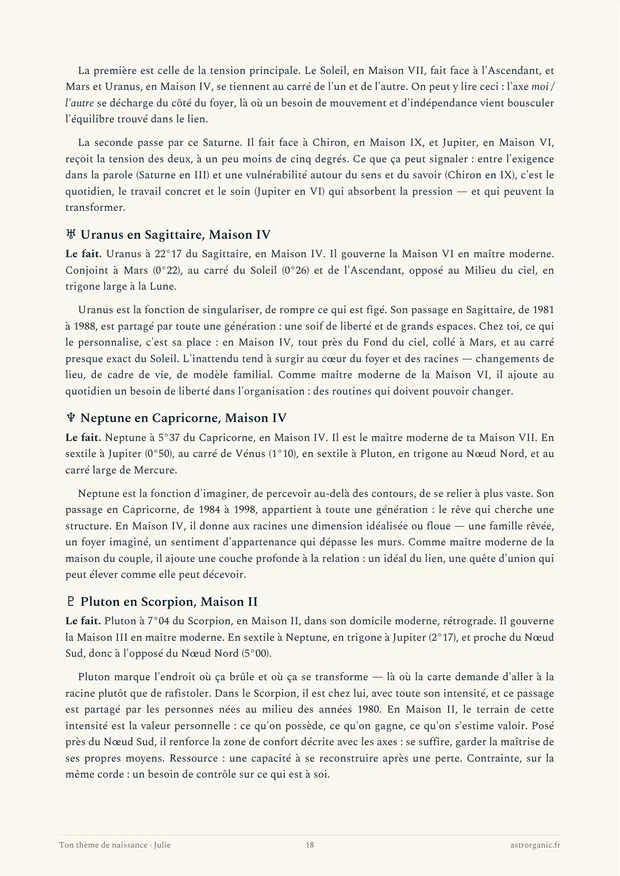 Page sur les grandes lentes et les deux T-carrés de Julie