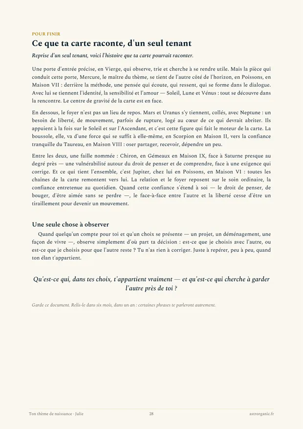 Page « Pour finir » du thème de Julie
